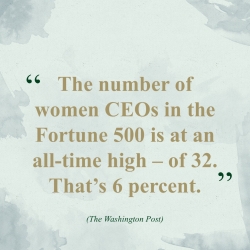The number of women CEOs in the Fortune 500 is at an all-time high — of 32. That's 6 percent. (The Washington Post, 2017)
